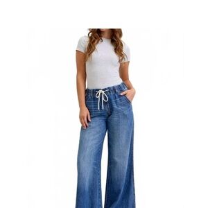 Judy Blue NEW Women's Blue Featherweight Palazzo Wide-Leg Jeans
